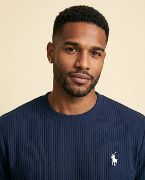 St. Martin Co RL Navy Waffle-Knit Lounge Set — detail view