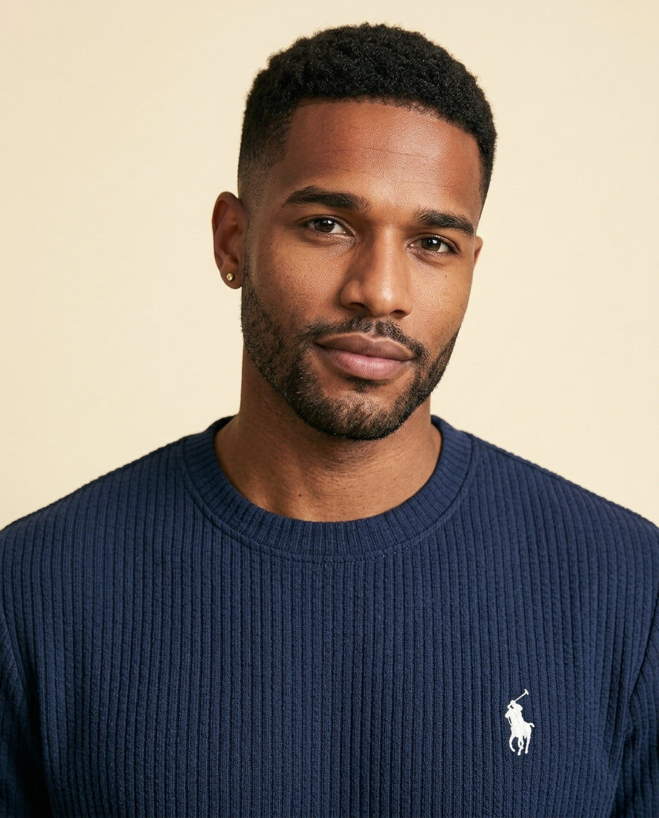 St. Martin Co RL Navy Waffle-Knit Lounge Set — detail view
