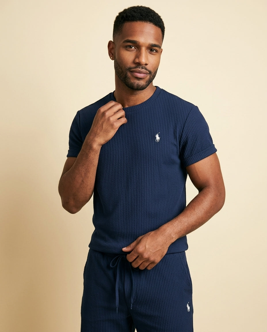 St. Martin Co RL Navy Waffle-Knit Lounge Set — back view