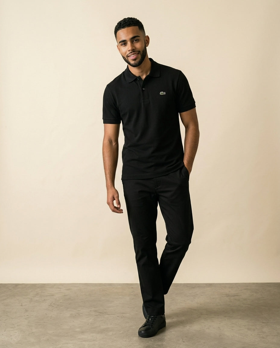 St. Martin Co LC Black Piqué Short-Sleeve Polo — side view