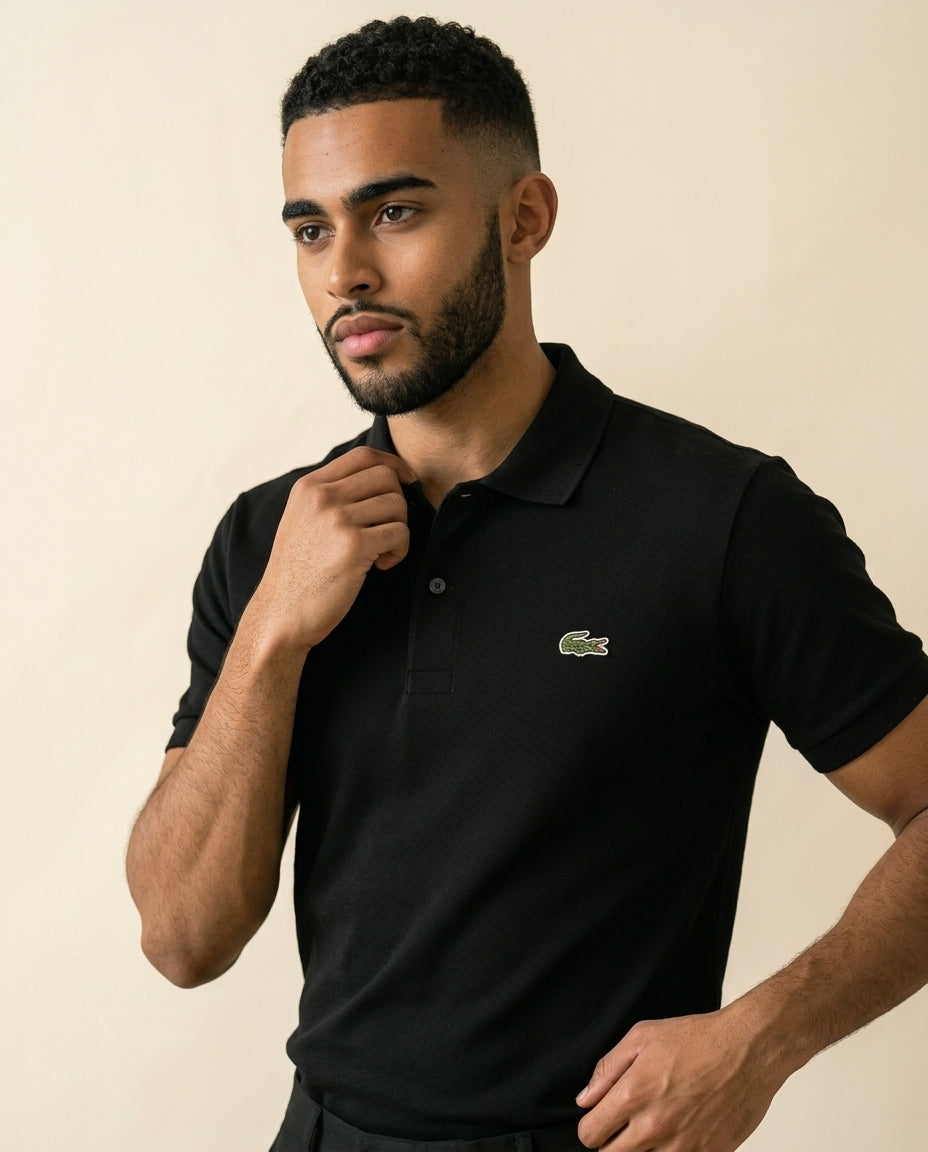 St. Martin Co LC Black Piqué Short-Sleeve Polo — back view