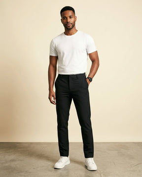 St. Martin Co Black Slim-Cut Tailored Stretch Trouser — side view