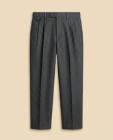 St. Martin Co Grey Herringbone Double-Pleat Wool Trousers — front view