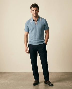 St. Martin Co Slate Blue Herringbone Knit Polo — side view