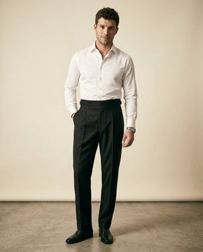St. Martin Co Black Double-Pleat Waistband Trouser — side view