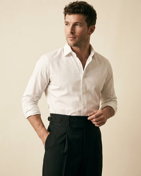 St. Martin Co Black Double-Pleat Waistband Trouser — back view