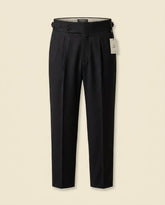 St. Martin Co Black Double-Pleat Waistband Trouser — front view