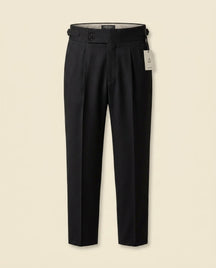 St. Martin Co Black Double-Pleat Waistband Trouser — front view