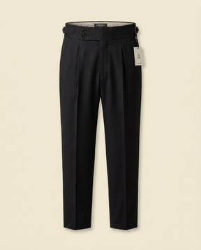 St. Martin Co Black Double-Pleat Waistband Trouser — front view