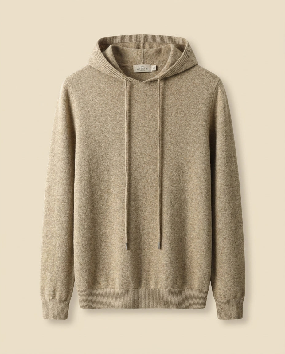 St. Martin Co Oat Marl Knitted Drawstring Hoodie — front view