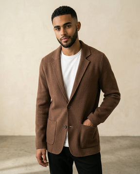St. Martin Co Tobacco Wool Unstructured Notch Lapel Blazer — side view