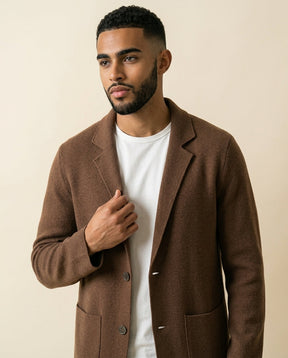 St. Martin Co Tobacco Wool Unstructured Notch Lapel Blazer — back view