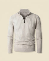 St. Martin Co Ribbed Quarter-Zip in Oat Marl — front view
