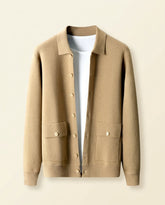St. Martin Co Camel Collar Cardigan with Flap Pockets — front view