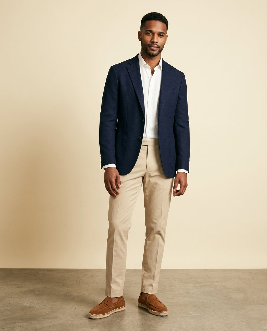 St. Martin Co Tan Suede Penny Loafer Espadrille — side view