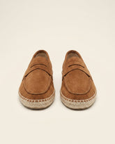 St. Martin Co Tan Suede Penny Loafer Espadrille — front view