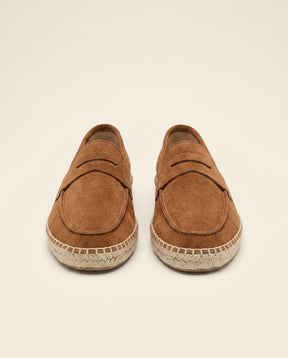 St. Martin Co Tan Suede Penny Loafer Espadrille — front view