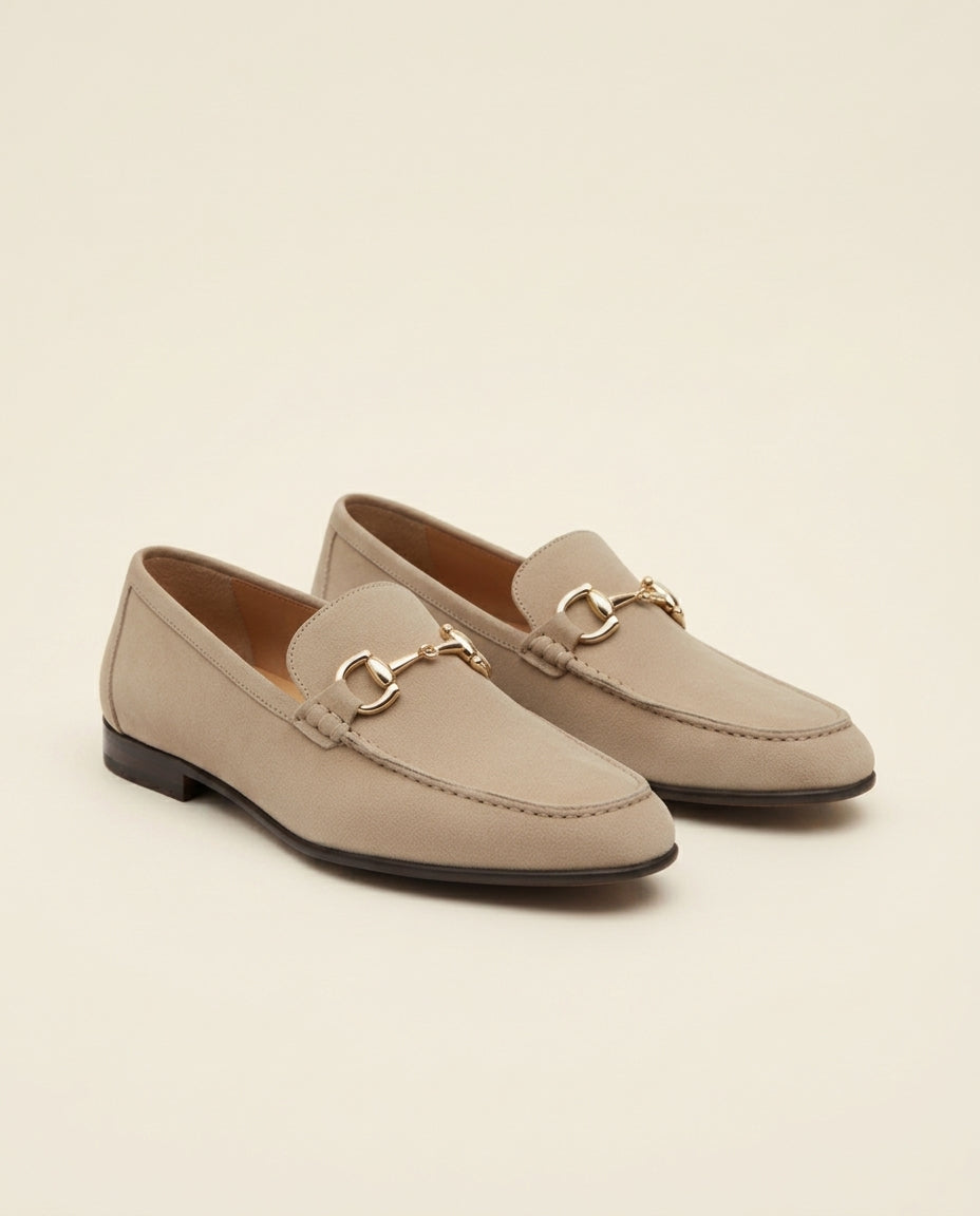 St. Martin Co Stone Suede Horsebit Slip-On Loafer — front view
