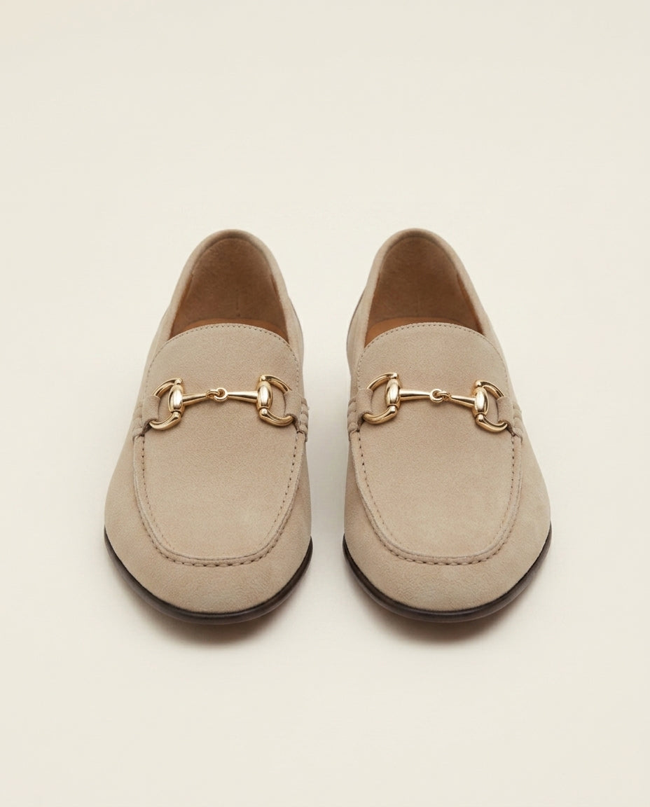 St. Martin Co Stone Suede Horsebit Slip-On Loafer — back view