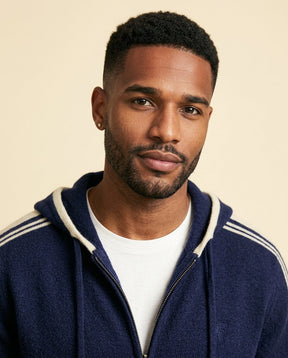 St. Martin Co Navy Knit Tracksuit with Side Stripe — detail view