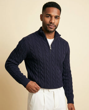 St. Martin Co Navy Cable Half-Zip and White Chino Set — back view