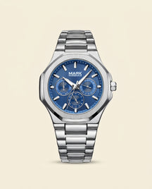 St. Martin Co MF Octagonal Blue Dial Bracelet Watch — front view