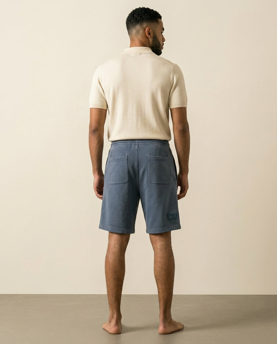 St. Martin Co LC Washed Fleece Drawstring Shorts Steel — detail view