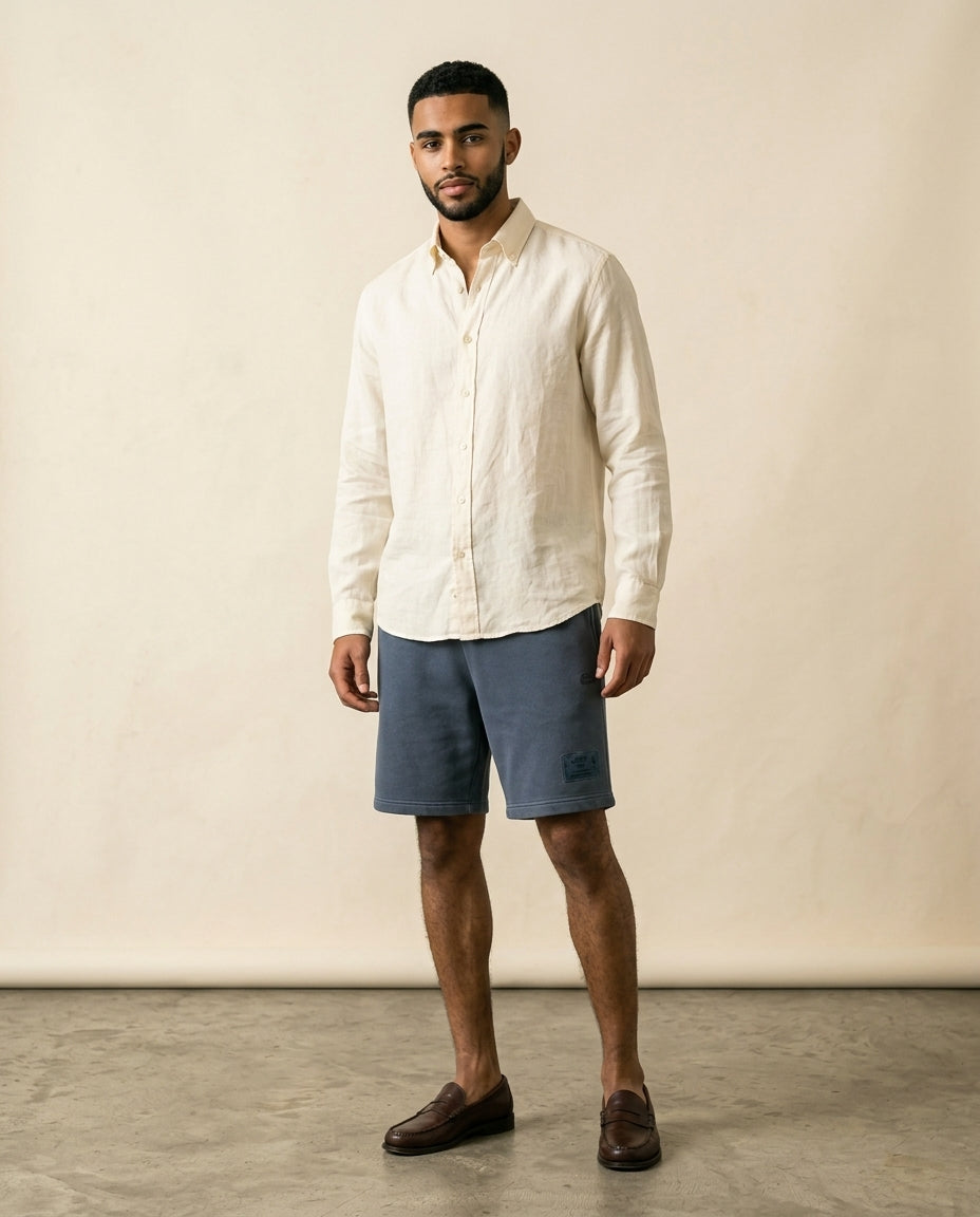 St. Martin Co LC Washed Fleece Drawstring Shorts Steel — side view