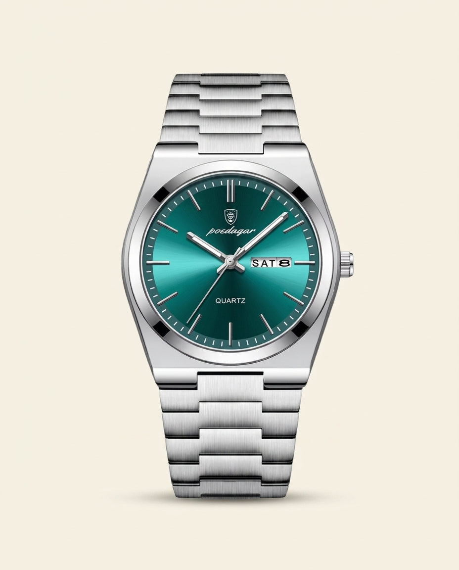 St. Martin Co PD Evergreen Sunburst Bracelet Watch — front view