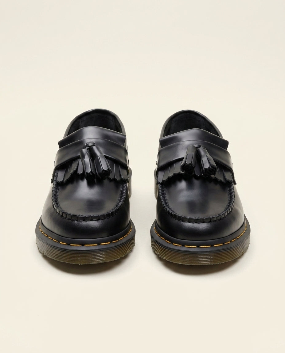 St. Martin Co Black Leather Kiltie Tassel Loafer — back view