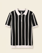St. Martin Co Vertical Stripe Half-Zip Knit Polo — front view
