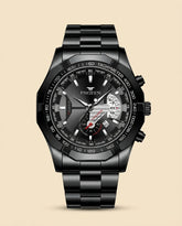 St. Martin Co FG Obsidian Chronograph Steel Bracelet Watch — front view
