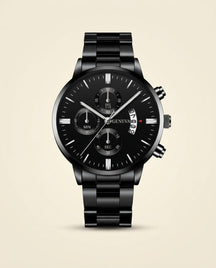 St. Martin Co GV Midnight Chronograph Steel Bracelet Watch — front view
