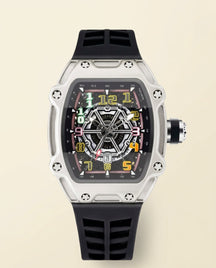 St. Martin Co Tonneau Skeleton Dial Sport Watch Black — front view