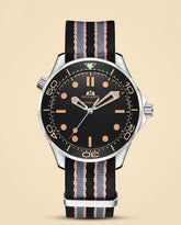 St. Martin Co PR Black Dial Automatic Diver NATO Strap — front view
