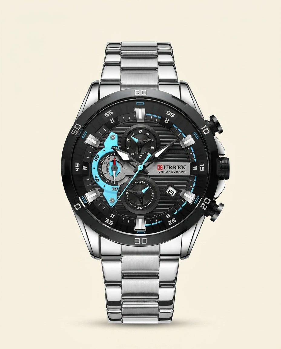 St. Martin Co CR Steel Dial Chronograph Bold Blue Accent — front view