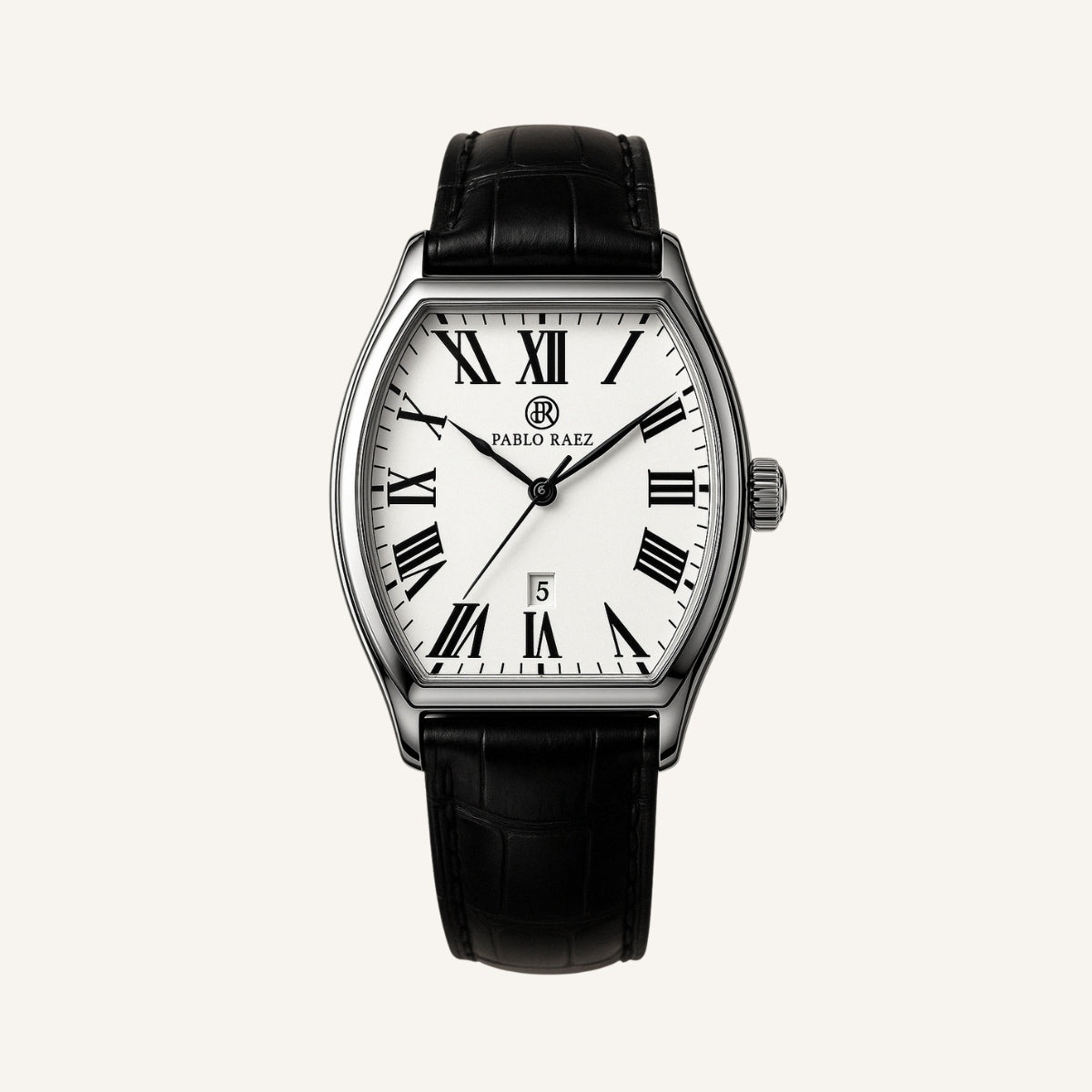 St. Martin Co Tonneau Case White Dial Dress Watch — front view