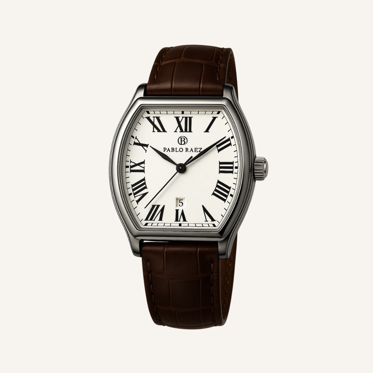 St. Martin Co Tonneau Case White Dial Dress Watch — side view