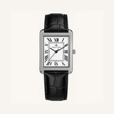 St. Martin Co Rectangle Dial Watch, Black Croc Strap — front view