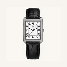 St. Martin Co Rectangle Dial Watch, Black Croc Strap — front view