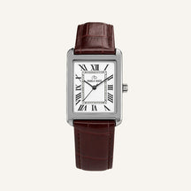 St. Martin Co Rectangle Dial Watch, Black Croc Strap — back view