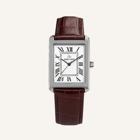 St. Martin Co Rectangle Dial Watch, Black Croc Strap — back view