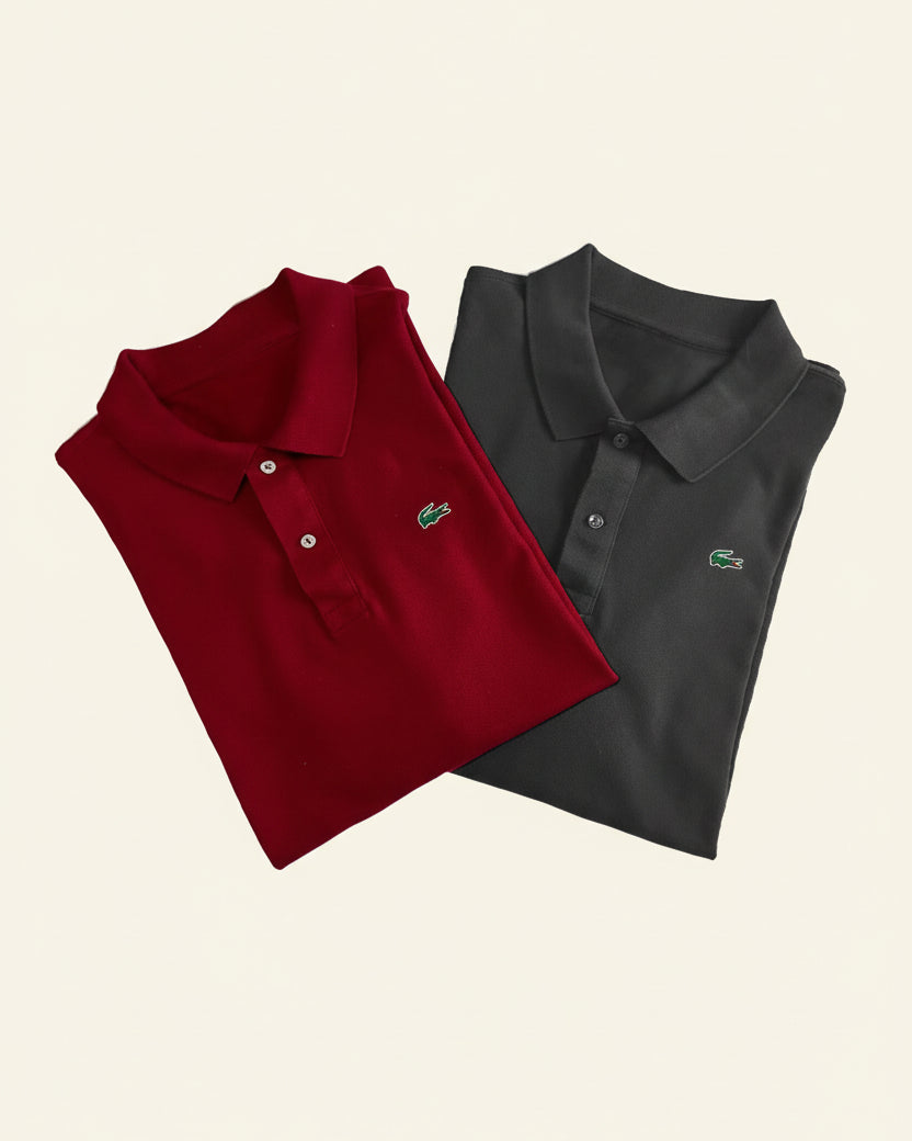 St. Martin Co LC Piqué Polo Twin Set Bordeaux & White — detail view