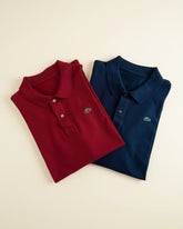 St. Martin Co LC Piqué Polo Twin Set Bordeaux & White — detail view