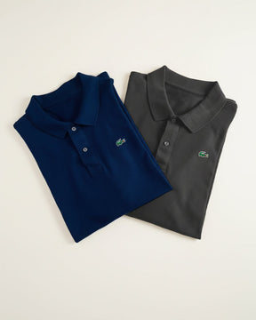 St. Martin Co LC Piqué Polo Twin Set Bordeaux & White — detail view