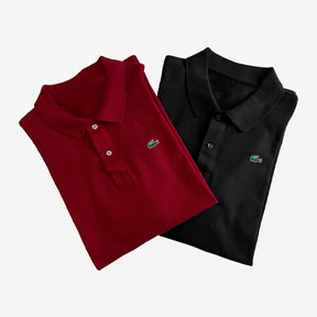 St. Martin Co LC Piqué Polo Twin Set Bordeaux & White — detail view