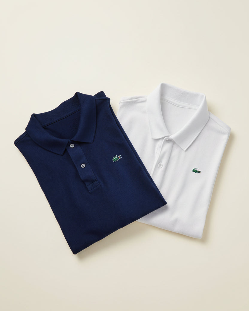 St. Martin Co LC Piqué Polo Twin Set Bordeaux & White — detail view