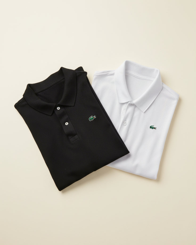 St. Martin Co LC Piqué Polo Twin Set Bordeaux & White — detail view