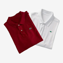 St. Martin Co LC Piqué Polo Twin Set Bordeaux & White — front view
