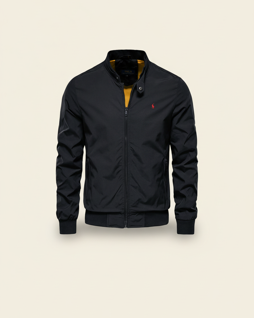 St. Martin Co RL Black Harrington Zip-Through Jacket — detail view